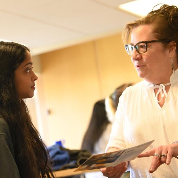 Professor advising student