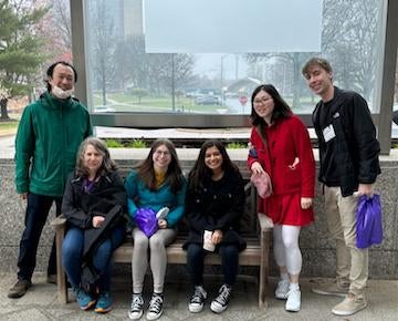 Honors faculty and students gather outside of the 