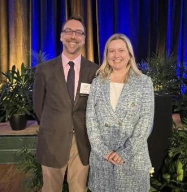 Professor Michael Meyer (left) and Dean Nicola Foote (right) at 2023 Faculty Honors Convocation.