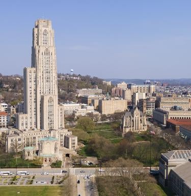 Wide view of Pittsburgh campus with Cathedral of Learning.