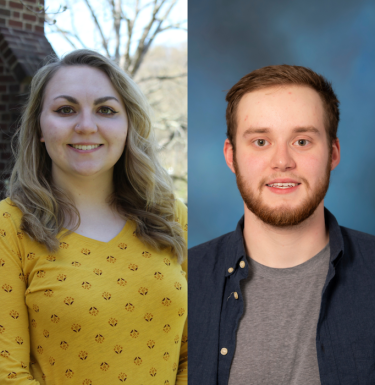 Split photo of two students, Kaylee Huber (left) and Ethan Crosby (right).