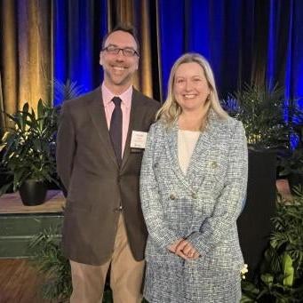 Professor Michael Meyer (left) and Dean Nicola Foote (right) at 2023 Faculty Honors Convocation.