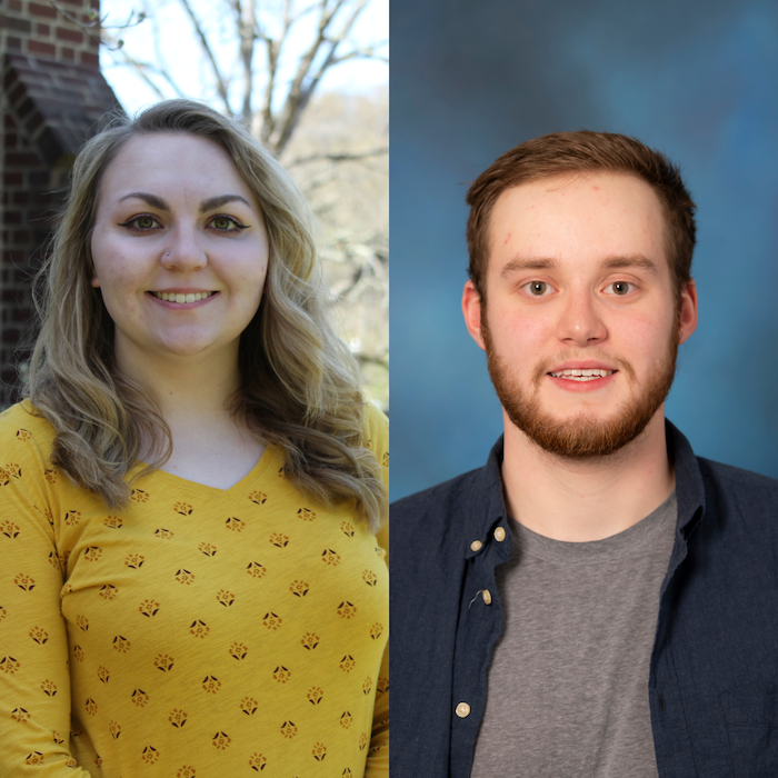 Split photo of two students, Kaylee Huber (left) and Ethan Crosby (right).